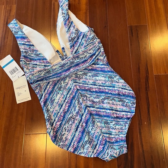 New NWT Contours By Coco Reef Swimsuit Ultra Blue Purple One Piece Sz 12 / 36B C - Picture 3 of 5